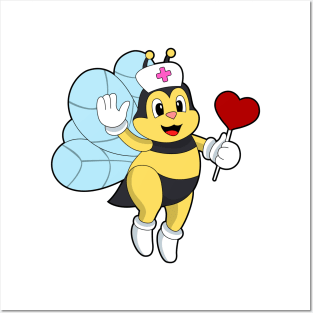 Bee as Nurse with Heart Posters and Art